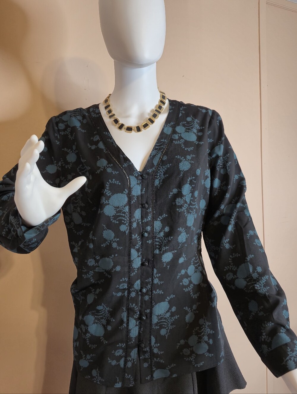 Floral Black and Teal lady Blouse
